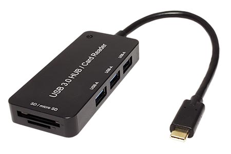 Čtečka karet USB C(M) - SD/Micro SD + 3x USB3.0 A(F)