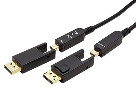 DisplayPort aktivní optický kabel v.1.4 (HBR3, 8K@30Hz), miniDP(M) - miniDP(M) + redukce na DP, 25m