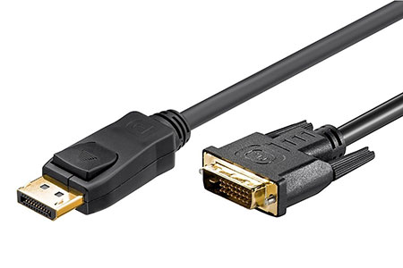 DisplayPort - DVI kabel, DP(M) -> DVI M, zlacené konektory, 1m