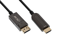 DisplayPort - HDMI aktivní optický kabel, DP(M) -> HDMI(M), 4K@60Hz, 20m