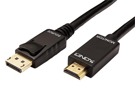 DisplayPort - HDMI kabel, DP(M) -> HDMI A(M), 4K@30Hz, 1m