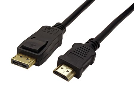 DisplayPort - HDMI kabel, DP(M) -> HDMI M, 4K@30Hz, zlacené konektory, 1m