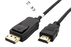DisplayPort - HDMI kabel, DP(M) ->  HDMI M, 4K@30Hz, zlacené konektory, 5m