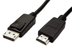 DisplayPort - HDMI kabel, DP(M) -> HDMI M, TPE, černý, 3m