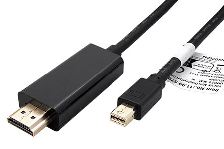 DisplayPort - HDMI kabel, miniDP(M) -> HDMI(M), 4K 60Hz, 2m