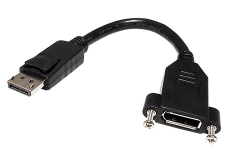 DisplayPort prodlužovací kabel v.1.2 (HBR2, 4K@60Hz), DP(M) - DP(F) na panel, 0,2m