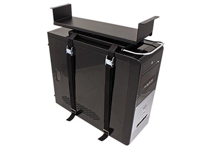 Držák PC pod desku stolu, otočný, výsuvný, černý, 20kg