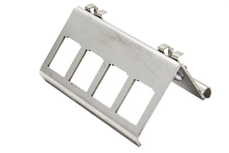Držák pro 4x keystone na DIN lištu, kovový