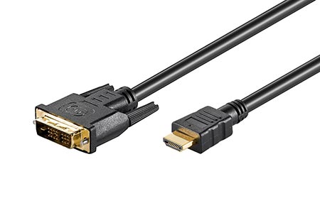 DVI-HDMI kabel, DVI-D(M) - HDMI M, zlacené konektory, 10m