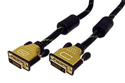 DVI kabel, DVI-D(M) - DVI-D(M), dual link, s ferity, zlacené konektory, 10m
