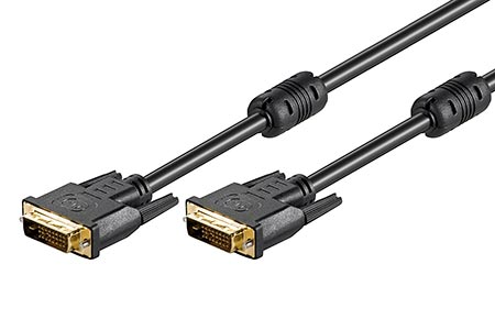DVI kabel, DVI-D(M) - DVI-D(M), dual link, s ferity, zlacené kontakty,5m