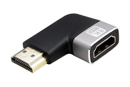 Redukce HDMI A(M) - HDMI A(F), lomená vpravo, 8K@60Hz