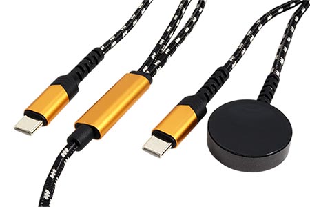 USB nabíjecí kabel, USB C - USB C (60W) + nabíjecí podložka pro hodinky Samsung (15W), 1,2m