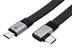 USB4 80Gbps kabel USB C(M) - USB C(M) lomený do boku, PD 240W, plochý, 0,13m, černý