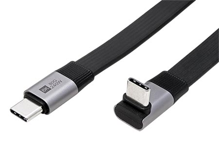 USB4 80Gbps kabel USB C(M) - USB C(M) lomený, PD 240W, plochý, 0,8m, černý