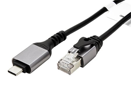 Kabel USB C(M) -> RJ45M, Gigabit Ethernet, 1,5m, černý