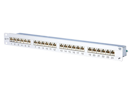 E-DAT Patchpanel 19" kat. 6 STP, 24 portů, stříbrný