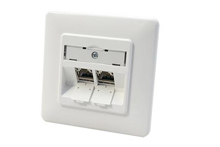 E-DAT Zásuvka pod omítku, 2x RJ45 (MC moduly) kat. 6a, bílá