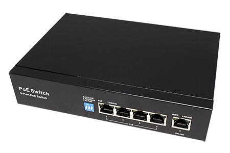 Ethernet přepínač 100Mb, 5 portů, 4x PoE+