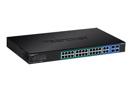 Ethernet přepínač 1Gb, 28 portů (4x sdílený SFP), 24x POE+, web smart (TPE-5028WS)