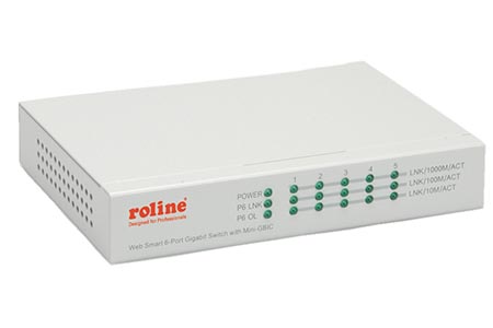 Ethernet přepínač 1Gb, 6 portů (5x RJ45 + 1x SFP)