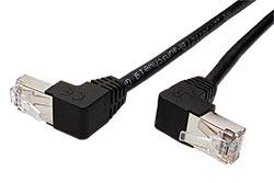 FTP patchkabel kat. 5e, lomené konektory (90°), 2m, černý