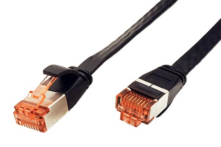 FTP patchkabel kat. 6, plochý, 0,25m, černý