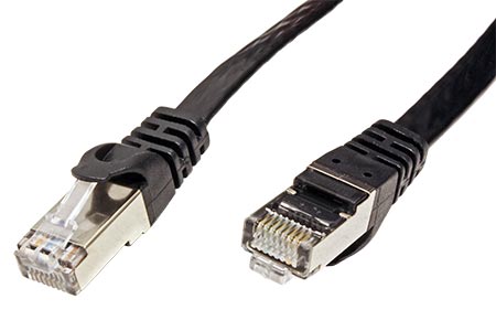 FTP patchkabel kat. 6, plochý, 1,5m, černý