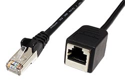 FTP patchkabel prodlužovací kat. 5e, RJ45 M-F, 10m, černý