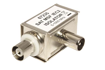 Galvanický oddělovač anténního vstupu, IEC169-2, M-F, lomený