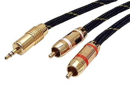 Gold kabel jack 3,5M - 2x cinch(M), 10m