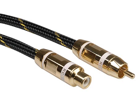 Gold prodlužovací kabel cinch(M) - cinch(F), bílé konektory, 2,5m