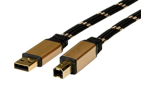 Gold USB 2.0 kabel A-B, 1,8m