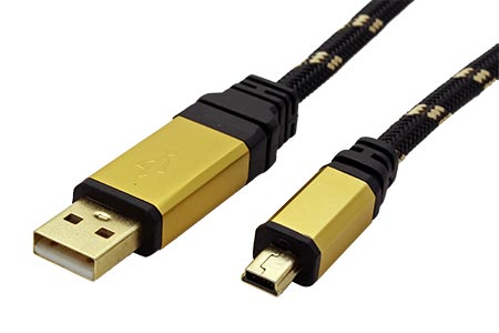 Gold USB 2.0 kabel USB A(M) - miniUSB 5pin B(M), 3m