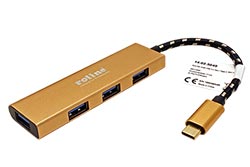 GOLD USB SuperSpeed 5Gbps (USB 3.0) Hub, USB C(M) - 4x USB3.0 A(F)