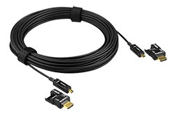 HDMI 2.0 aktivní optický kabel, Ultra-HD (18G), 2x microHDMI D(M) + redukce na HDMI, 15m (VE7832)