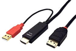 HDMI -> DisplayPort kabel,  HDMI A(M) -> DP(M), 4K@30Hz, 1m