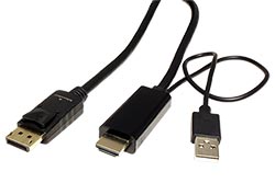 HDMI -> DisplayPort kabel, HDMI A(M) -> DP(M), 4K@60Hz, 3m
