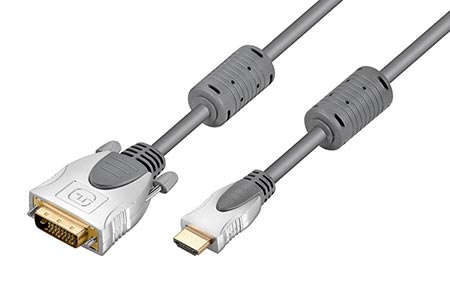 HQ DVI-HDMI kabel, DVI-D(M) - HDMI M, s ferity, 5m, zlacené konektory