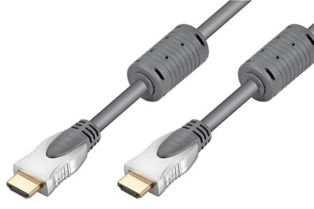 HQ High Speed HDMI kabel, HDMI M - HDMI M, s ferity, 2m, zlacené konektory