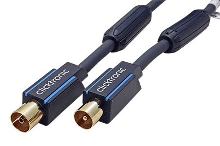 HQ OFC Kabel anténní TV, 95dB, IEC169-2, M-F, 7,5m, modrý