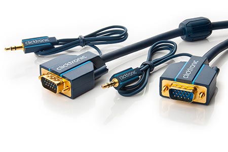 HQ OFC VGA kabel + audio, MD15HD+jack3,5 - MD15HD+jack3,5, DDC2, 1:1, 15m
