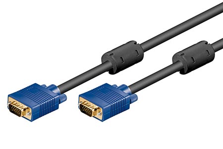 HQ VGA kabel MD15HD-MD15HD, černý, s ferity, DDC2, 5m, zlacené konektory