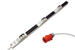 Vertikální napájecí panel 12x IEC320 C19, 3m, 6x jistič, vidlice IEC 60309 3x32A (800.0100)