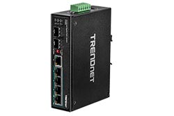 Průmyslový ethernet přepínač 1Gb, 6 portů, (5x RJ45 + 1x SFP, 1x sdílený SFP), 4x PoE+, na DIN lištu (TI-PG62)