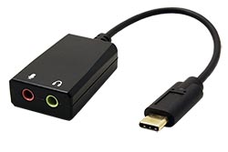 Adaptér USB C(M) - 2x jack 3,5F,sluchátka + mikrofon pro smartphony a tablety