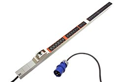 Vertikální napájecí panel 24x IEC320 C13, 4x IEC320 C19, 2x jistič, 3m, vidlice IEC 60309 32A, alu (800.2336)