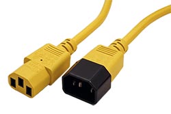 Kabel síťový prodlužovací IEC320 C14 - IEC320 C13, 3m, žlutý
