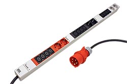 Vertikální napájecí panel 12x IEC320 C13, 6x zásuvka DE, 3m, vidlice IEC 60309 3x16A, alu (800.0109)