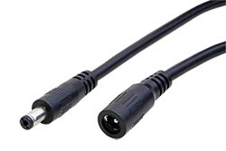 Prodlužovací napájecí kabel se souosým konektorem 5,5 x 2,1mm, černý, 0,5m